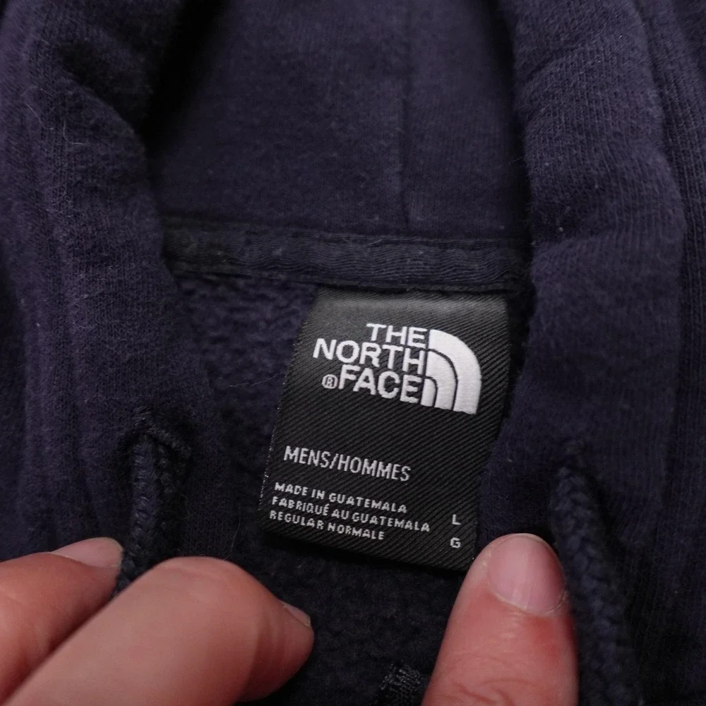 The North Face Hoodie Mens Large Blue Full Zip Fleece Sweatshirt Sleeve Logo